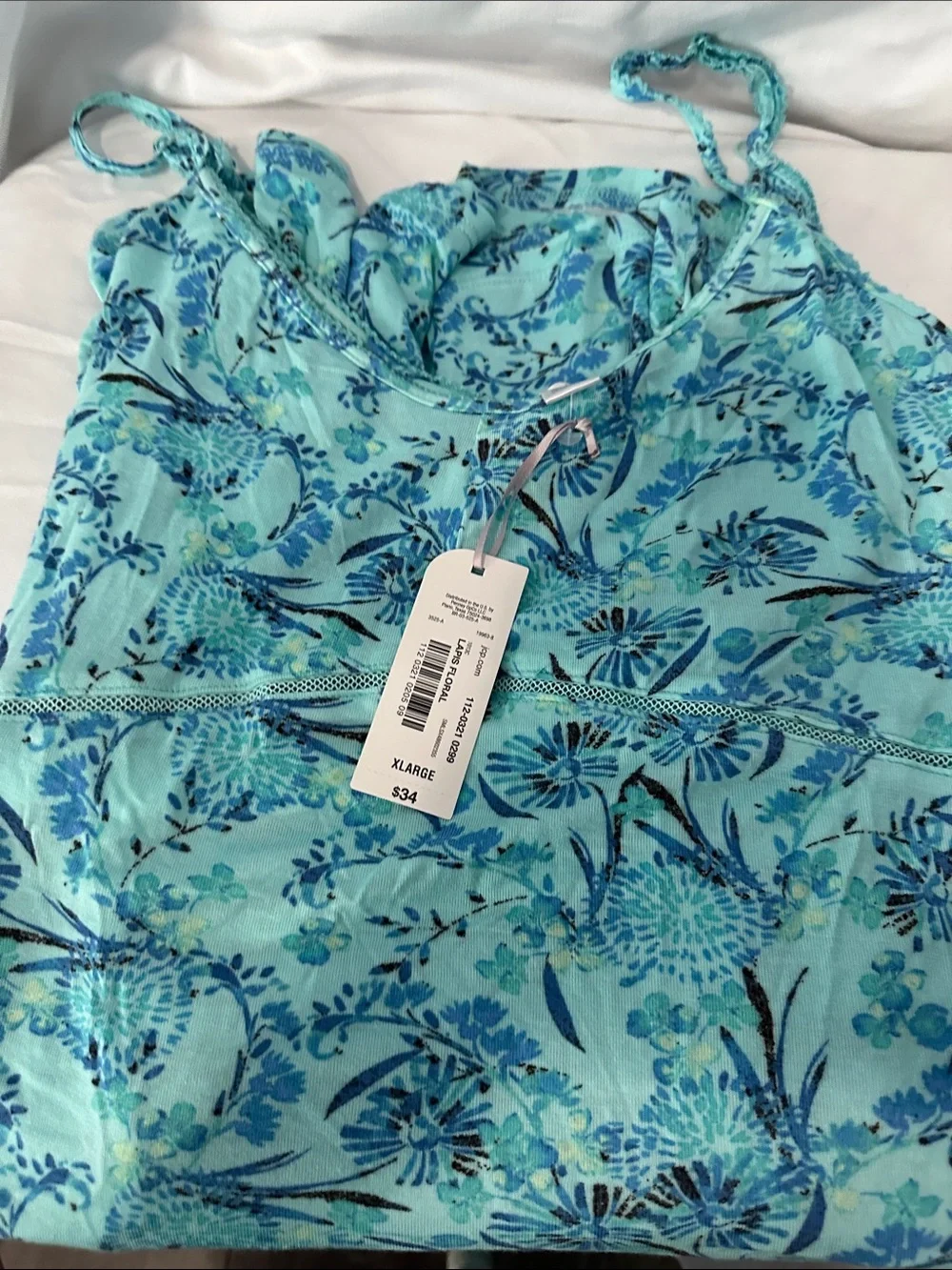 Light Blue Floral Slip Dress  nightgown- Women